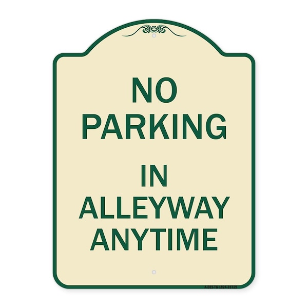Signmission No Parking in Alleyway Anytime Heavy-Gauge Aluminum Architectural Sign, 24" x 18", TG-1824-23725 A-DES-TG-1824-23725 - main